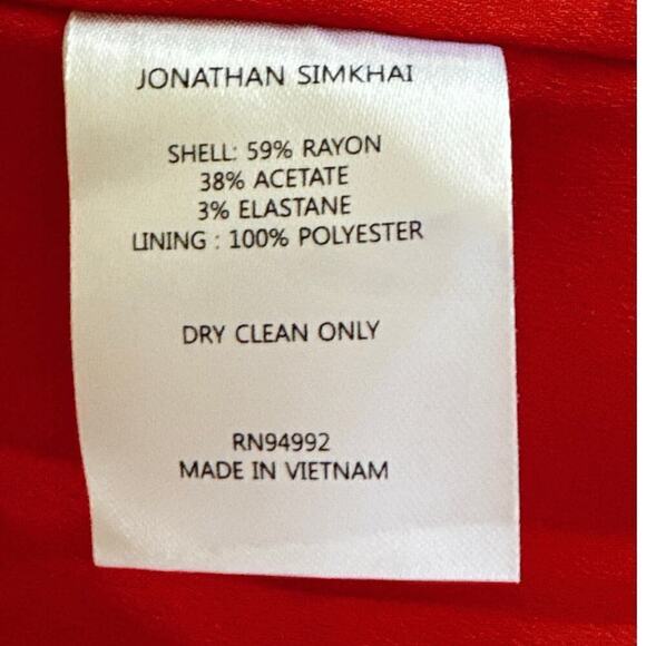 Jonathan Simkhai Crepe Combo Mini Ruffle Dress in Fire‎ Red Size 6 NWT - Picture 11 of 17